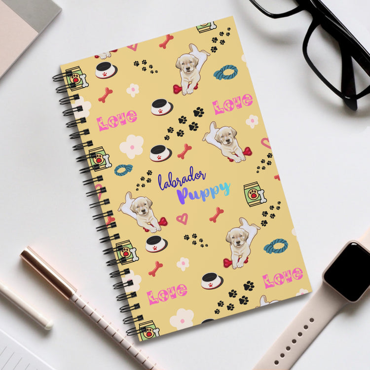 Labrador Puppy Spiral Journal — Cute Dog Pattern Notebook