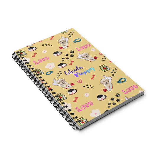 Labrador Puppy Spiral Journal — Cute Dog Pattern Notebook