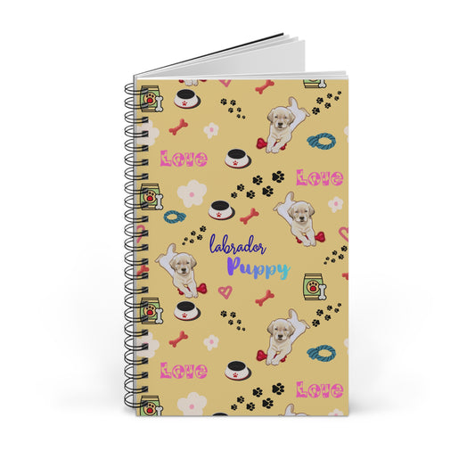 Labrador Puppy Spiral Journal — Cute Dog Pattern Notebook
